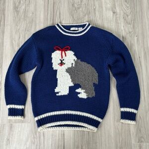 Vintage Carriage Court Old English Sheepdog dog Sweater NavyWomen’s Knit Sz M